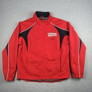 Nascar Office Depot Jacket Tony Stewart #14 Men's Medium Red Full‎ Zip Nylon